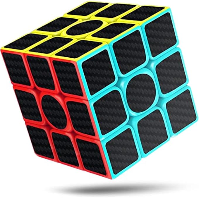 RUBIKS CUBE, 3X3X3 SPEED CUBE, SMOOTH MAGIC CARBON FIBER STICKER SPEED CUBES, ENHANCED VERSION, BLACK - Image 1